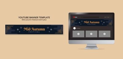 Free PSD | Youtube banner template for mid-autumn festival