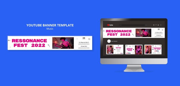 Free PSD | Youtube banner template for music festival