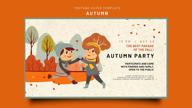 Free PSD | Youtube cover template for autumn celebration