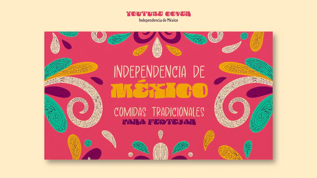 Free PSD | Youtube cover template for mexico independence celebration