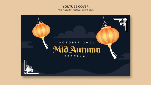 Free PSD | Youtube cover template for mid-autumn festival