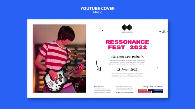 Free PSD | Youtube cover template for music festival