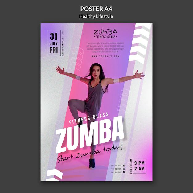 Free PSD | Zumba lifestyle poster template