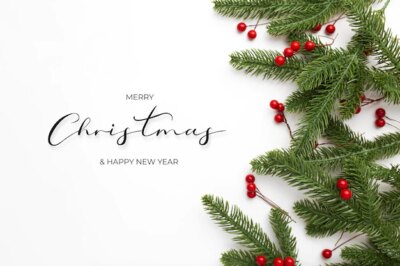 Free Photo | Christmas background with christmas greeting message on white background