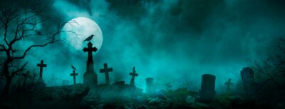 Free Photo | Halloween wallpaper with cemetery at night