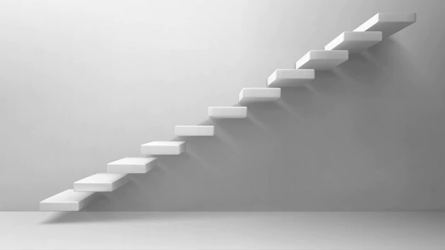Free Vector | 3d stairs white staircase on blank wall