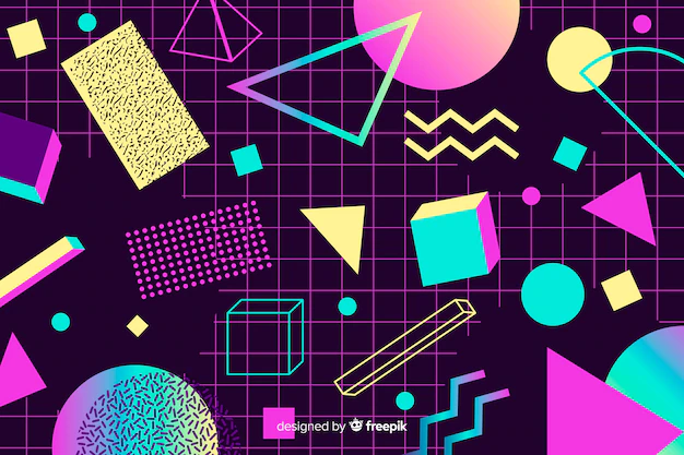 Free Vector | 80's geometric background with different shapes