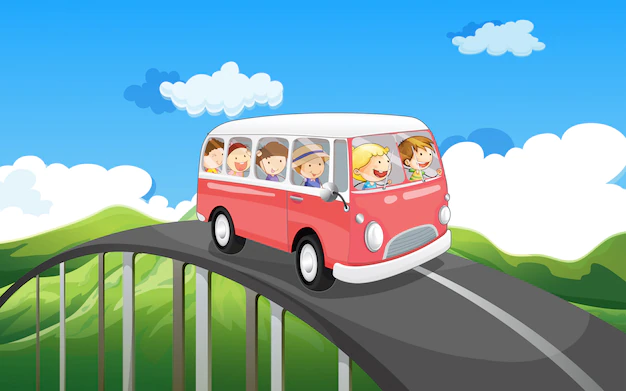 Free Vector | A school bus with kids travelling