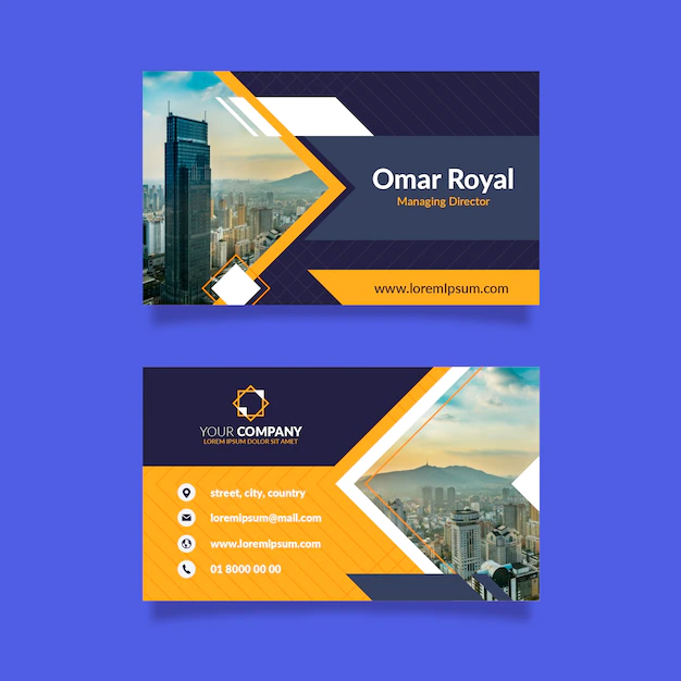 Free Vector | Abstract business card template set with photo