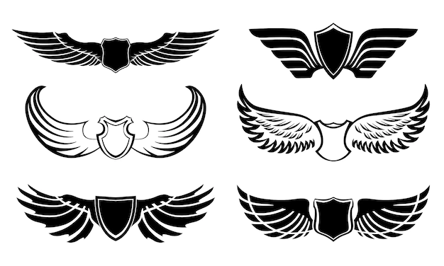 Free Vector | Abstract feather wings pictograms set