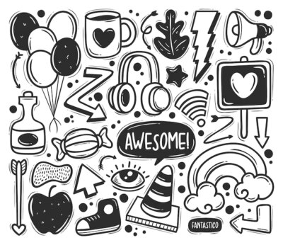 Free Vector | Abstract scribble icons hand drawn doodle coloring
