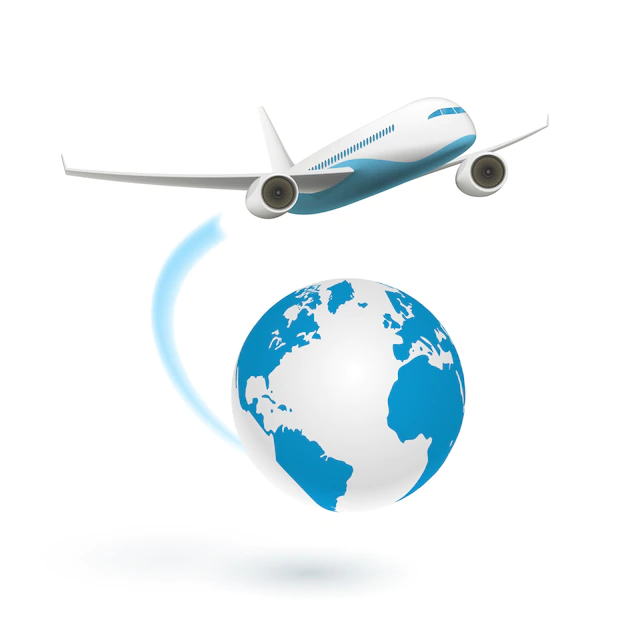 Free Vector | Airplane flying around the globe