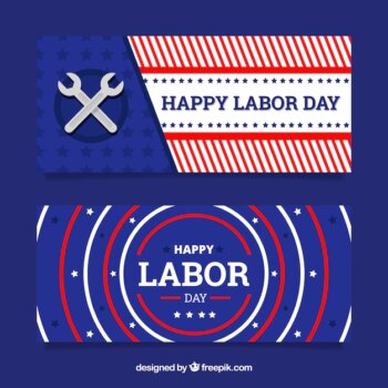 Free Vector | Amercian labor day banners with flat design