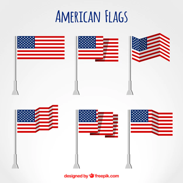 Free Vector | American flags flat set