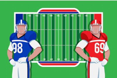 Free Vector | American football players in front of field