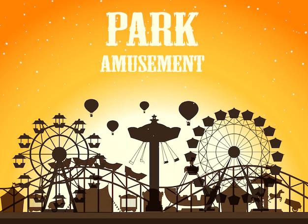 Free Vector | Amusement park silhouette background