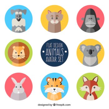 Free Vector | Animal avatars in flat design