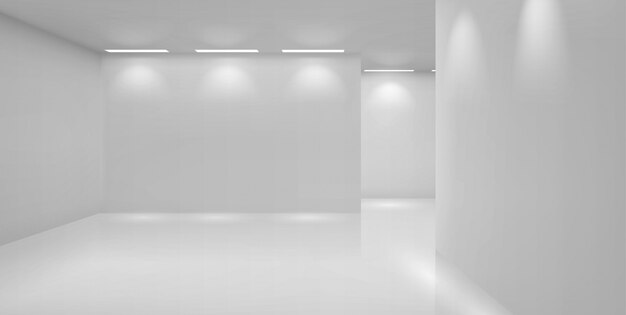 Free Vector | Art gallery empty room with white walls and lamps
