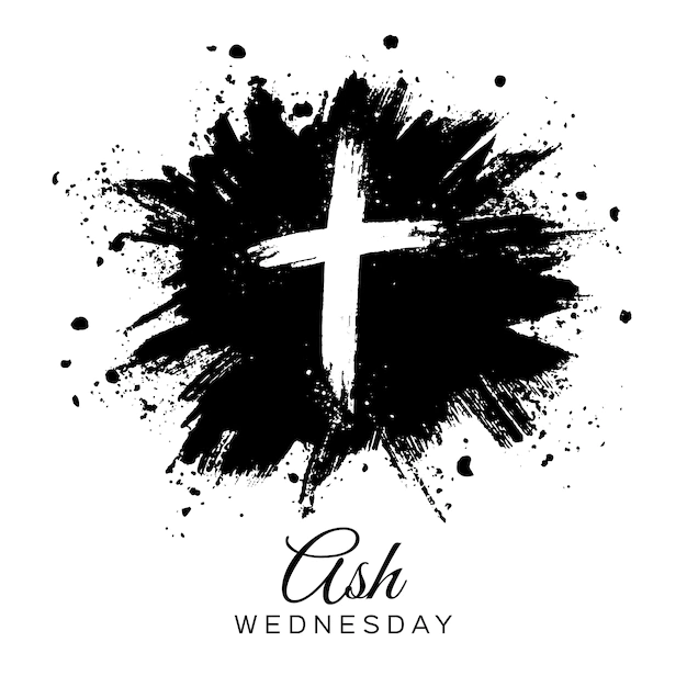 Free Vector | Ash wednesday cross in black ink