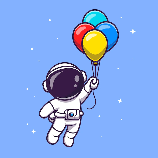 Free Vector | Astronaut floating with balloons cartoon vector icon illustration. science technology icon concept isolated premium vector. flat cartoon style