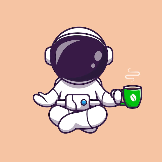 Free Vector | Astronaut yoga with coffee cartoon vector icon illustration. science drink icon concept isolated premium vector. flat cartoon style