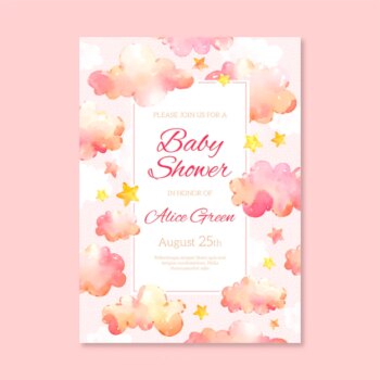 Free Vector | Baby shower invitation template for girl