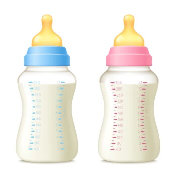 Free Vector | Baby sucking bottles set