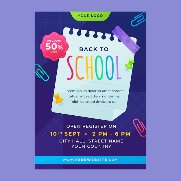 Free Vector | Back to school poster design template