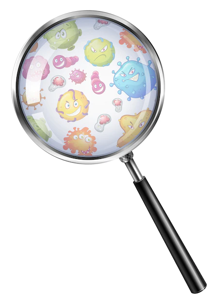 Free Vector | Bacterias through magnifying glass