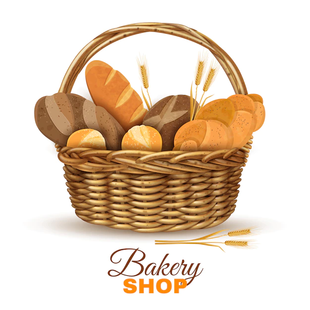 Free Vector | Bakery basket with bread realistic image