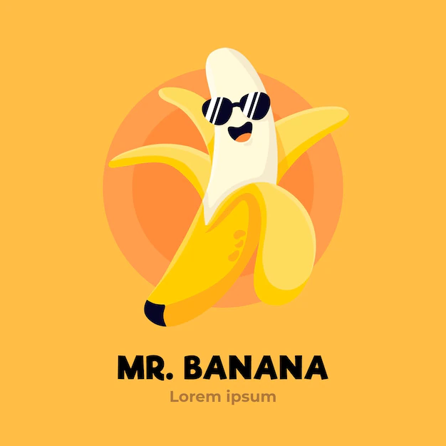 Free Vector | Banana character with sunglasses logo template
