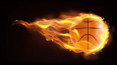 Free Vector | Basketball ball flying in flames realistic vector