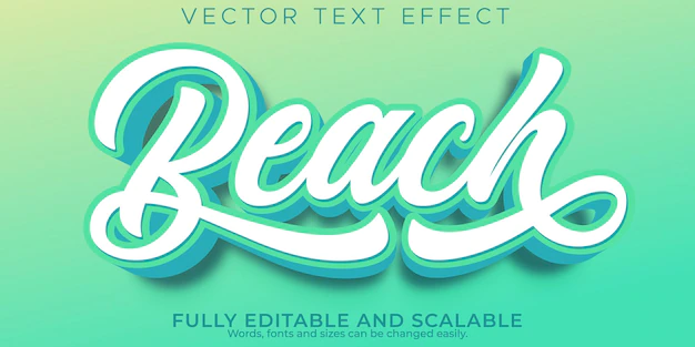 Free Vector | Beach text effect, editable summer and travel text style