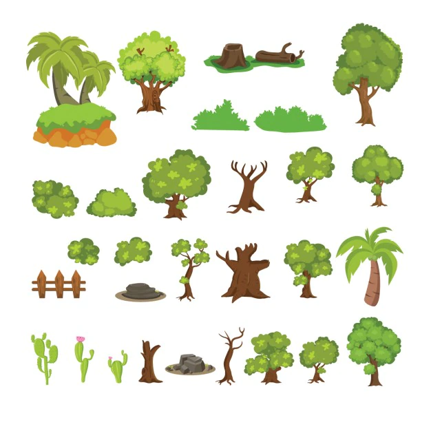 Free Vector | Beautiful cactus and trees collection