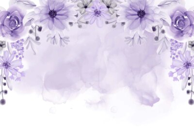 Free Vector | Beautiful floral frame background with soft purple flowers watercolor