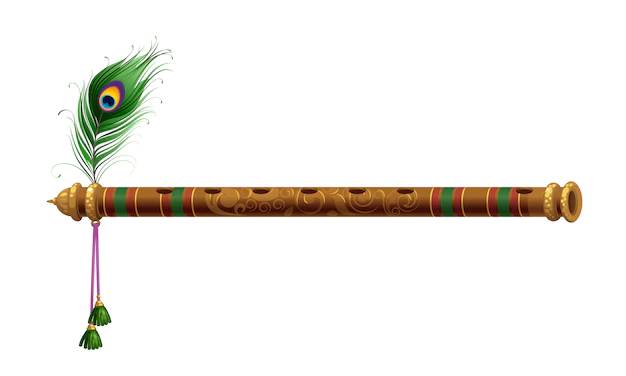 Free Vector | Beautiful flute with peacock feather