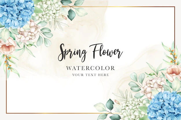 Free Vector | Beautiful hydrangea floral background and frame design