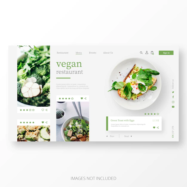 Free Vector | Beautiful vegan restaurant landing page template