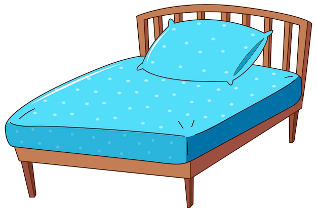 Free Vector | Bed with blue pillow and sheet