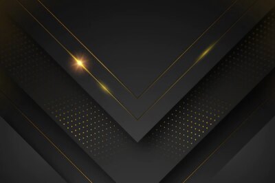 Free Vector | Black background with shapes and golden lines