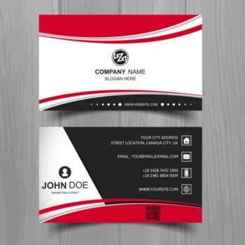 Free Vector | Black business card with red shapes