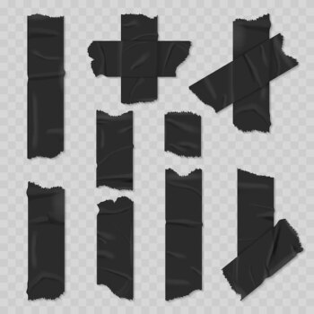 Free Vector | Black duct adhesive tape realistic set