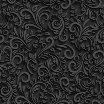 Free Vector | Black floral seamless pattern with shadow.