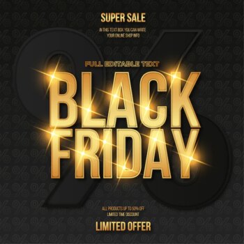 Free Vector | Black friday sale banner with gold text effect