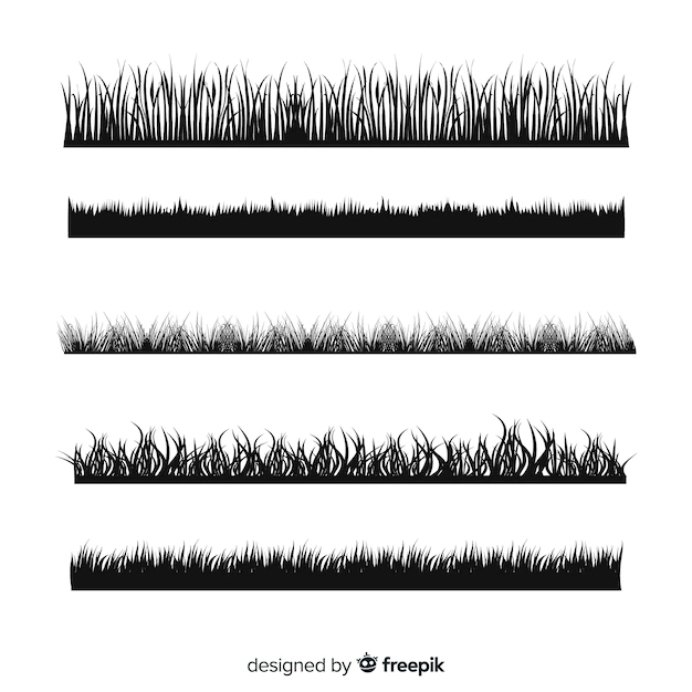 Free Vector | Black grass border silhouettes collection