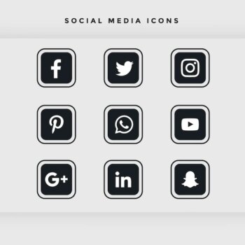 Free Vector | Black rounded social media icons set