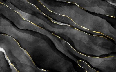 Free Vector | Black watercolor stone with golden veins