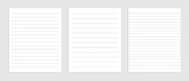 Free Vector | Blank lines note papet sheet set design
