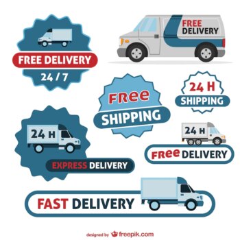 Free Vector | Blue delivery badges