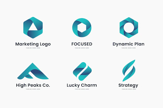 Free Vector | Blue gradient marketing logo templates set